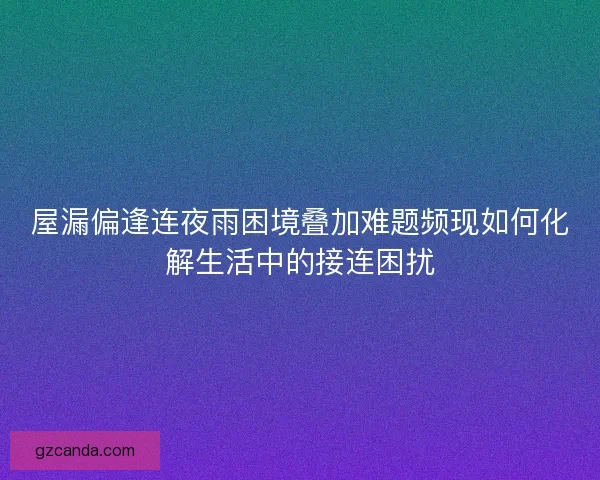 屋漏偏逢连夜雨困境叠加难题频现如何化解生活中的接连困扰