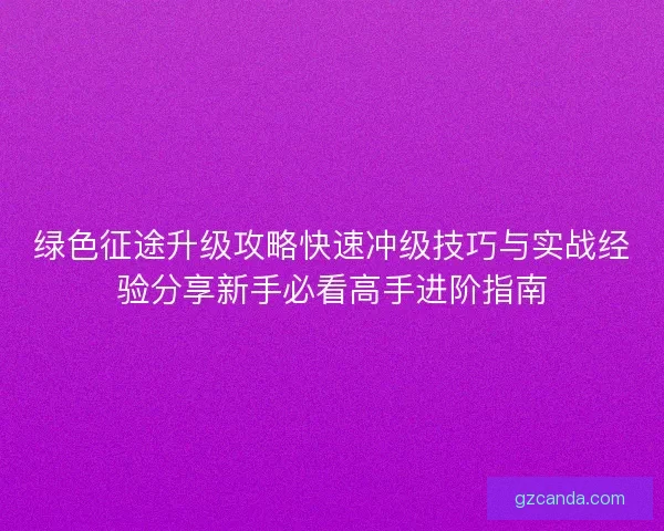 绿色征途升级攻略快速冲级技巧与实战经验分享新手必看高手进阶指南