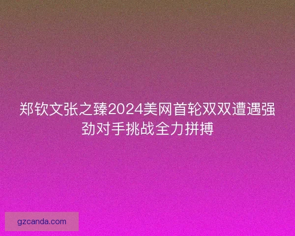 郑钦文张之臻2024美网首轮双双遭遇强劲对手挑战全力拼搏