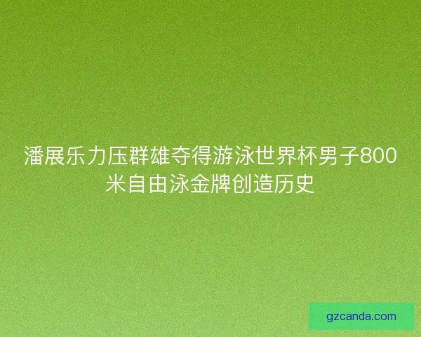 潘展乐力压群雄夺得游泳世界杯男子800米自由泳金牌创造历史